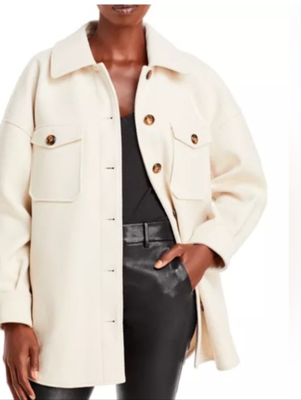 Truth By Republic Cream Button-Front Utility Jacket Women's